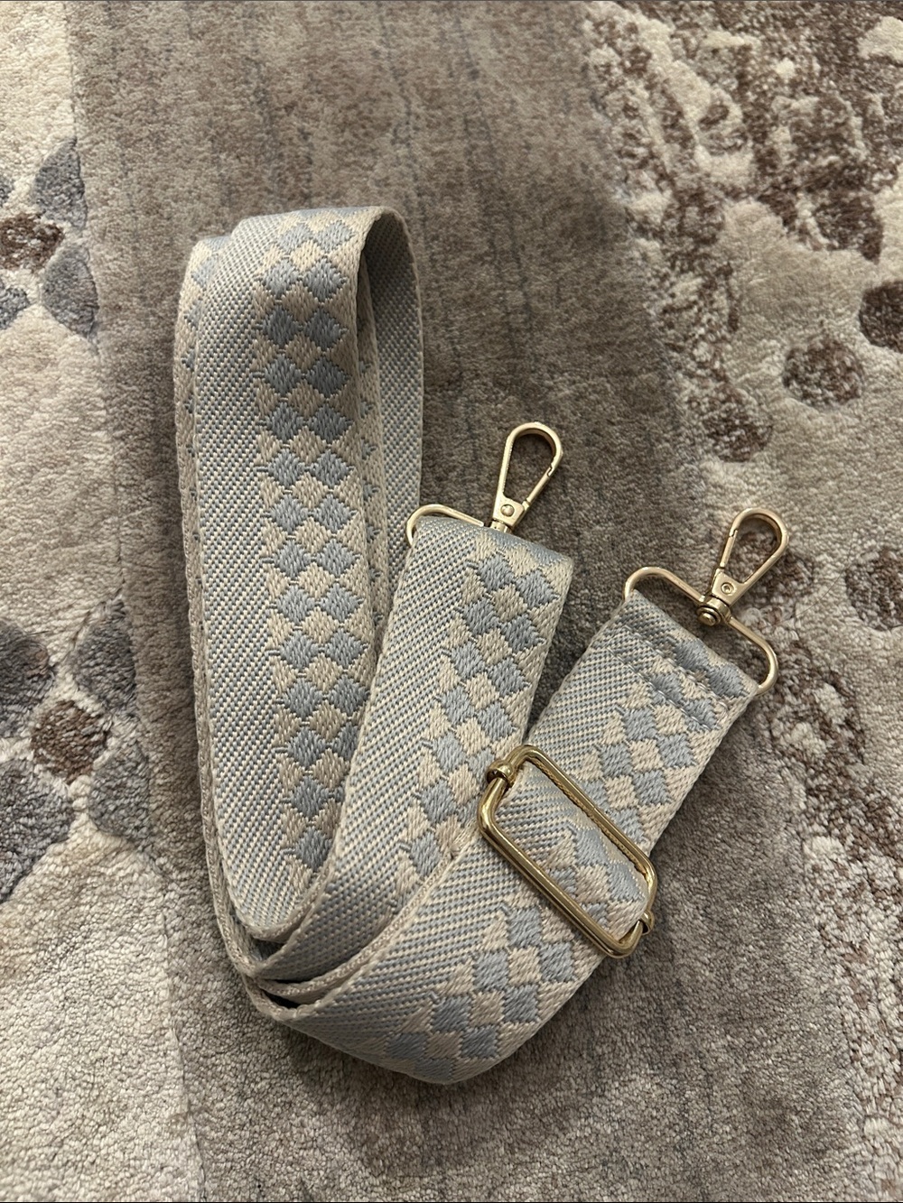 Adjustable Beige Cream Light Blue crossbody Bag Strap Gold Hardware
